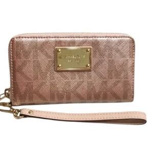 Michael Kors Jet Set Rose Gold Large Double Zip Wristlet